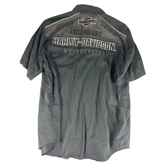 Harley Davidson Motor Clothes Button Down Shirt Embroidered Logo Men L - Picture 2 of 3